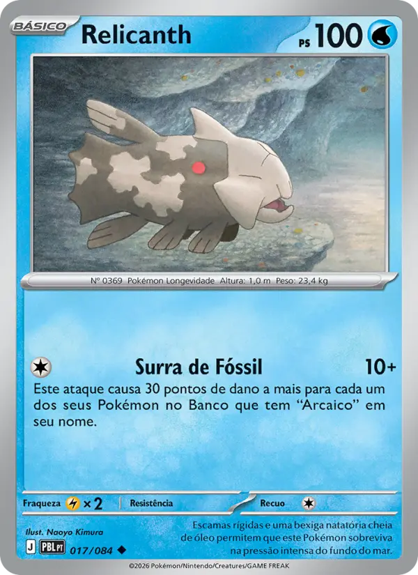 Carta Relicanth, número 017/84 da coleção Escuridão Absoluta