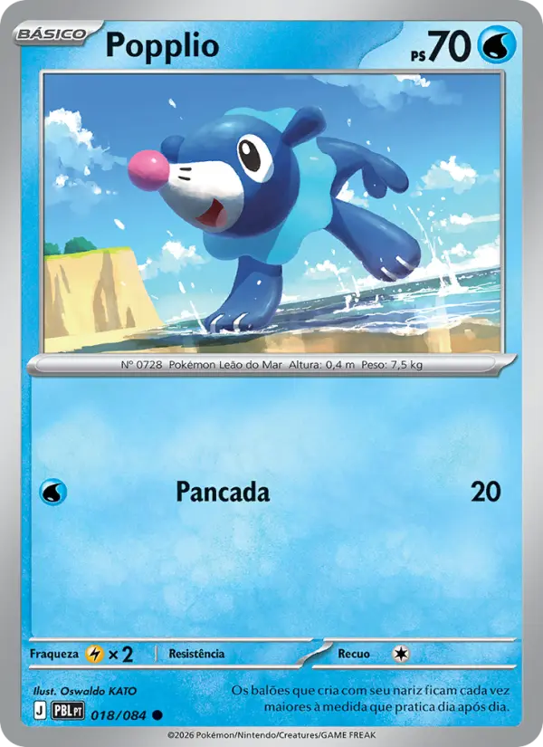 Carta Popplio, número 018/84 da coleção Escuridão Absoluta