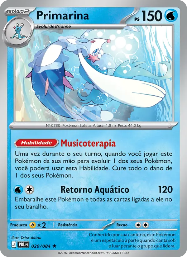 Carta Primarina, número 020/84 da coleção Escuridão Absoluta