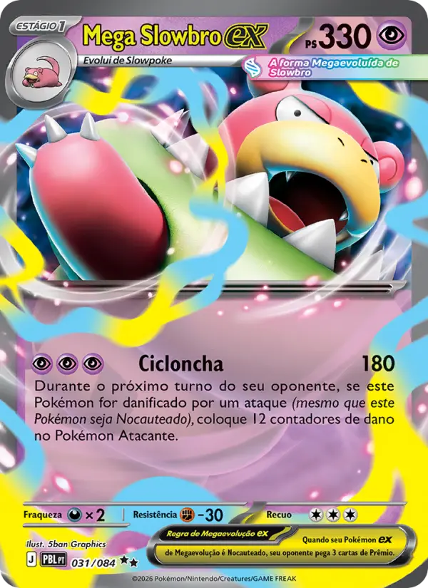 Carta Mega Slowbro ex, número 031/84 da coleção Escuridão Absoluta