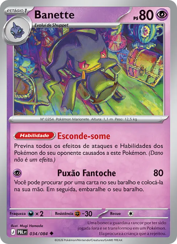 Carta Banette, número 034/84 da coleção Escuridão Absoluta