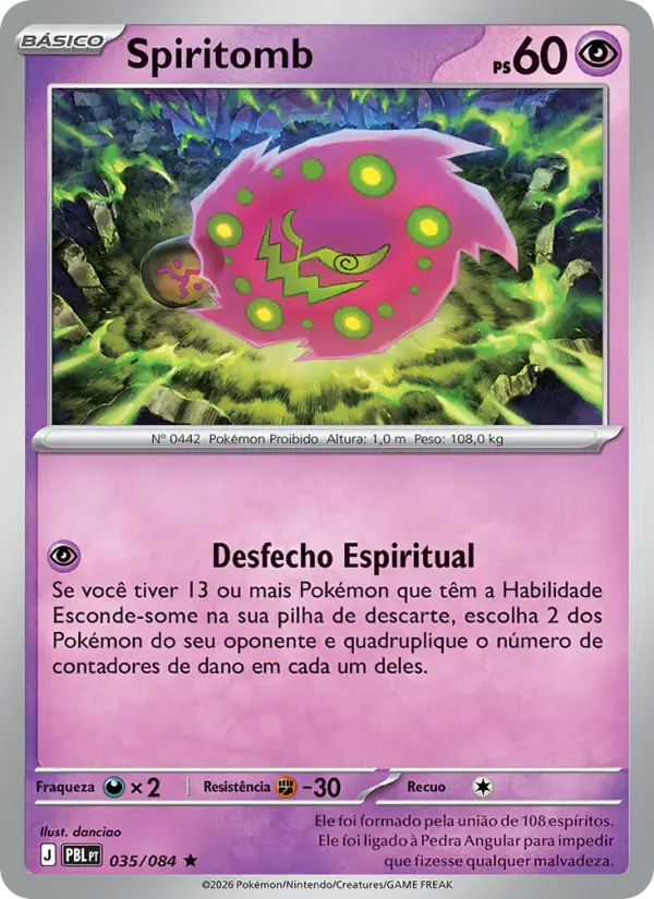 Carta Spiritomb, número 035/84 da coleção Escuridão Absoluta