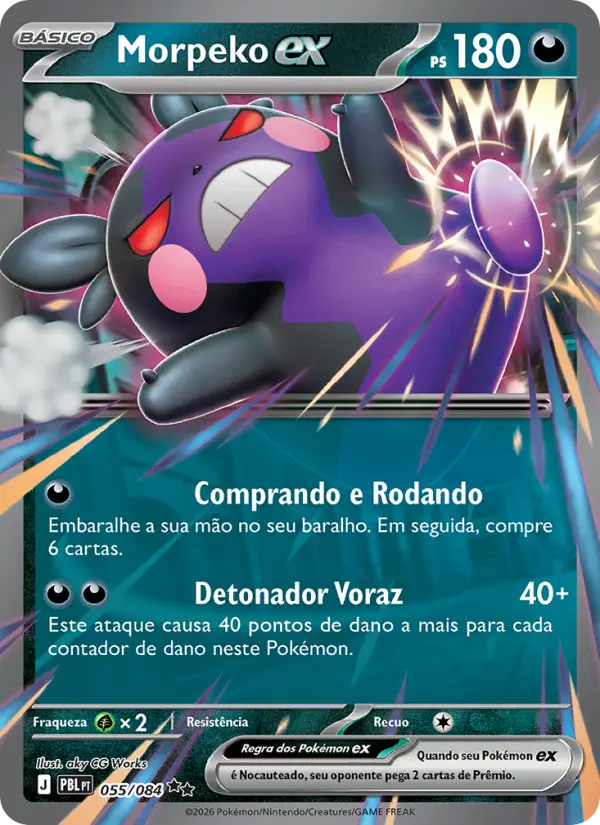 Carta Morpeko ex, número 055/84 da coleção Escuridão Absoluta