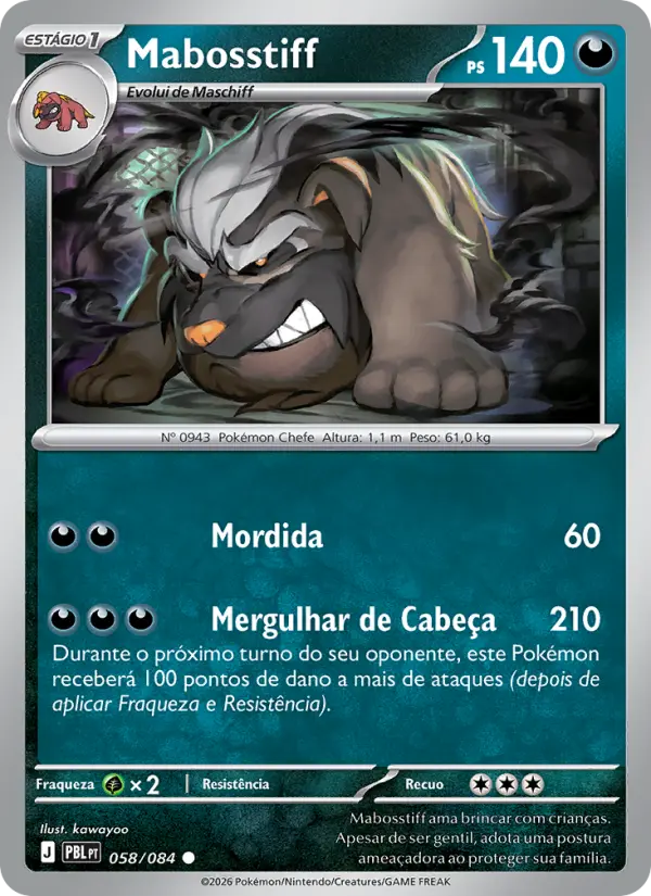 Carta Mabosstiff, número 058/84 da coleção Escuridão Absoluta