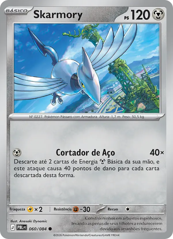 Carta Skarmory, número 060/84 da coleção Escuridão Absoluta