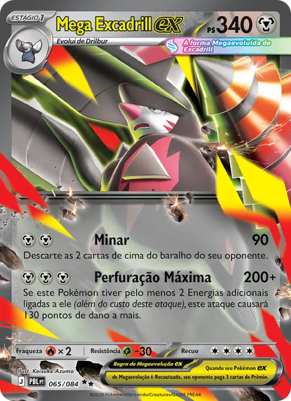 Carta Mega Excadrill ex, número 065/84 da coleção Escuridão Absoluta