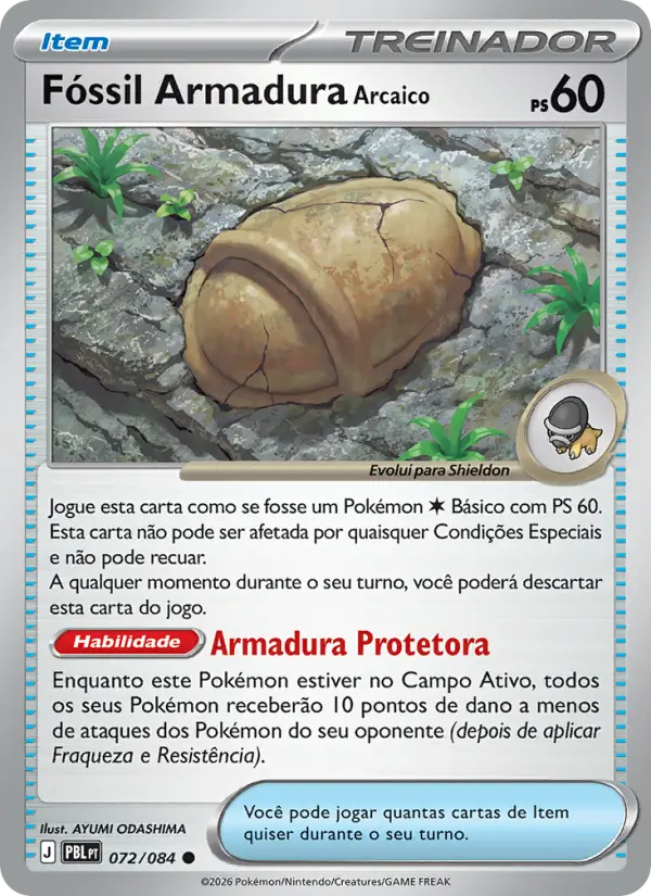 Carta Fóssil Armadura Arcaico, número 072/84 da coleção Escuridão Absoluta