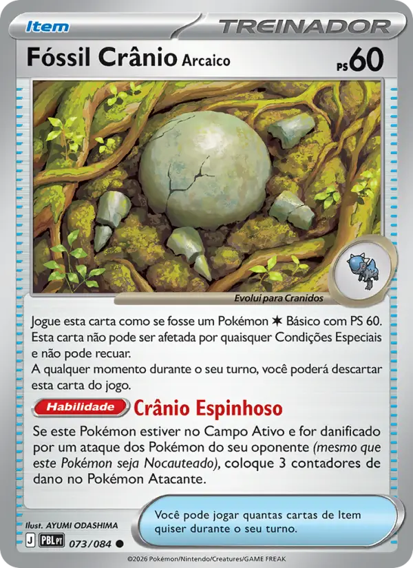 Carta Fóssil Crânio Arcaico, número 073/84 da coleção Escuridão Absoluta