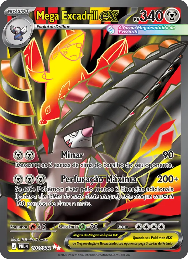 Carta Mega Excadrill ex, número 103/84 da coleção Escuridão Absoluta