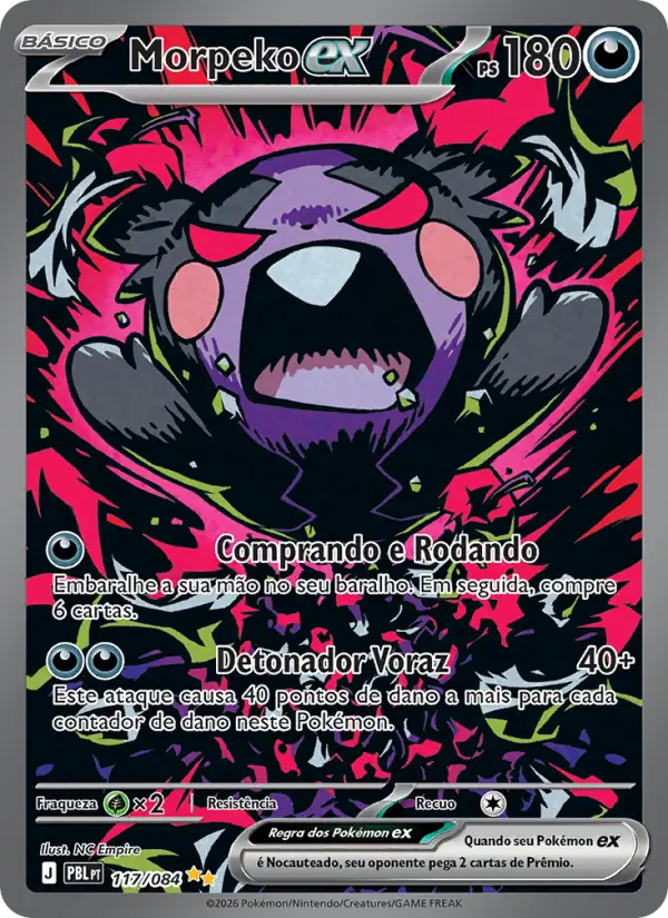 Carta Morpeko ex, número 117/84 da coleção Escuridão Absoluta