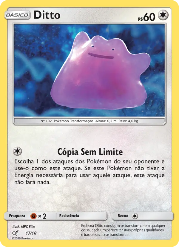 Carta Ditto, número 17/18 da coleção Detetive Pikachu