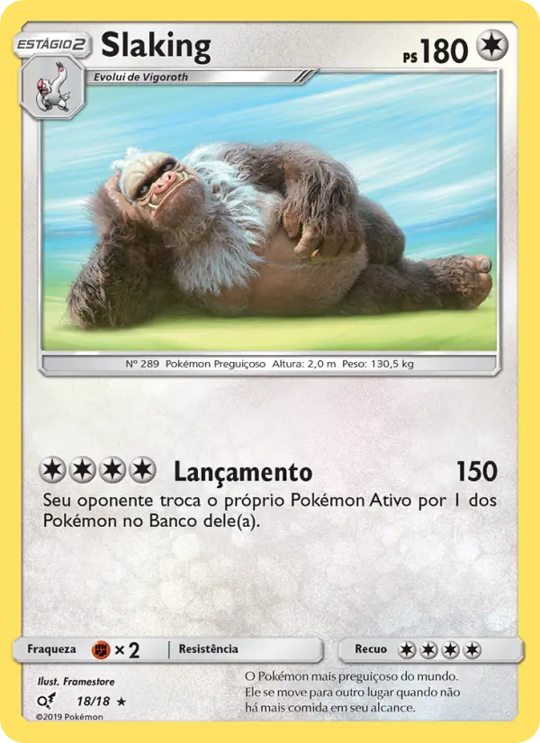 Carta Slaking, número 18/18 da coleção Detetive Pikachu