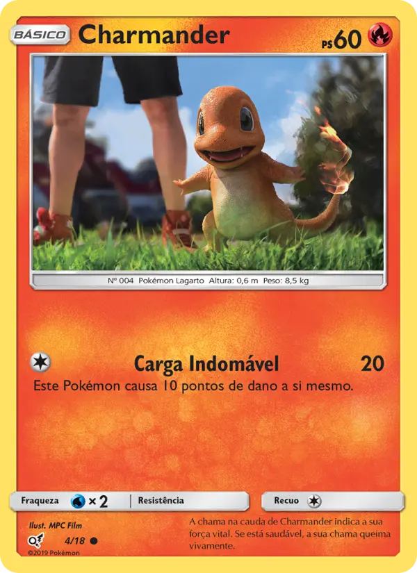Carta Charmander, número 4/18 da coleção Detetive Pikachu