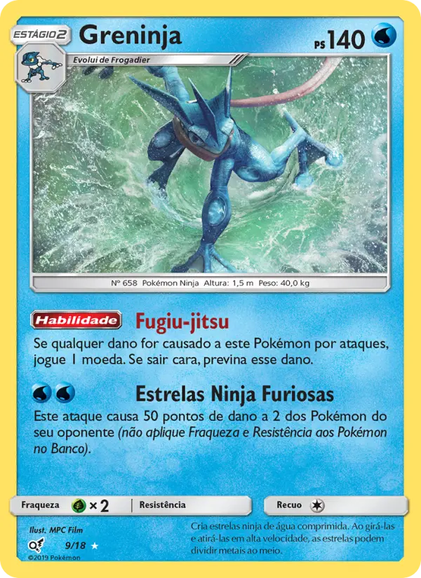 Carta Greninja, número 9/18 da coleção Detetive Pikachu