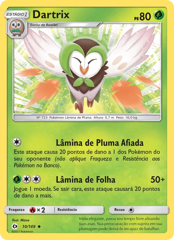 Carta Dartrix, número 10/149 da coleção Sol e Lua