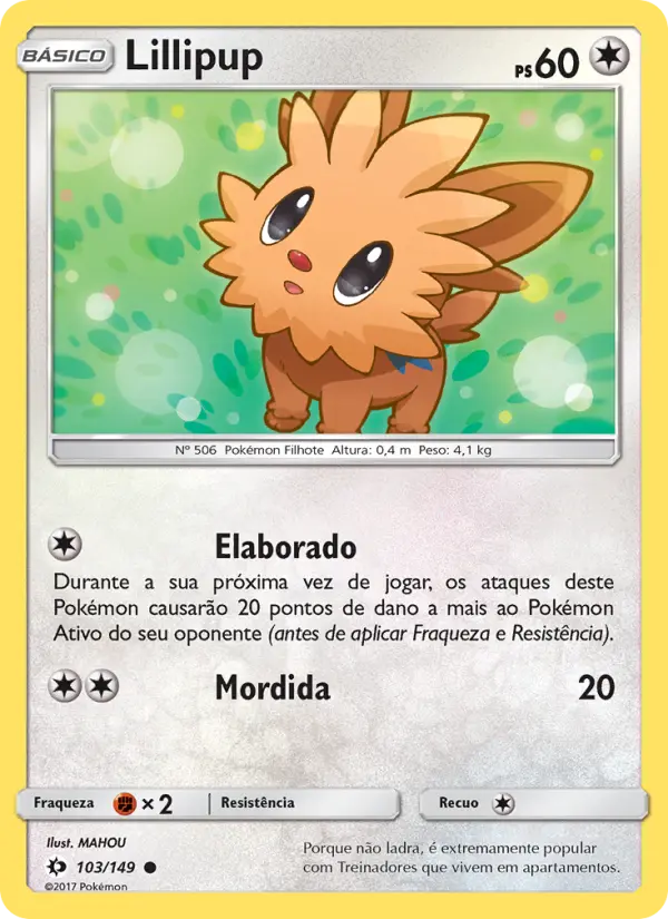 Carta Lillipup, número 103/149 da coleção Sol e Lua