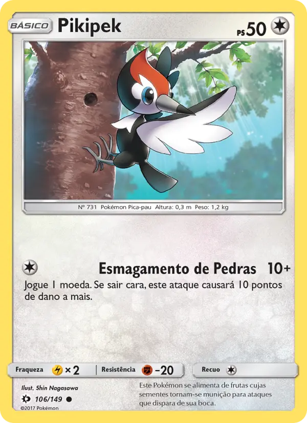Carta Pikipek, número 106/149 da coleção Sol e Lua