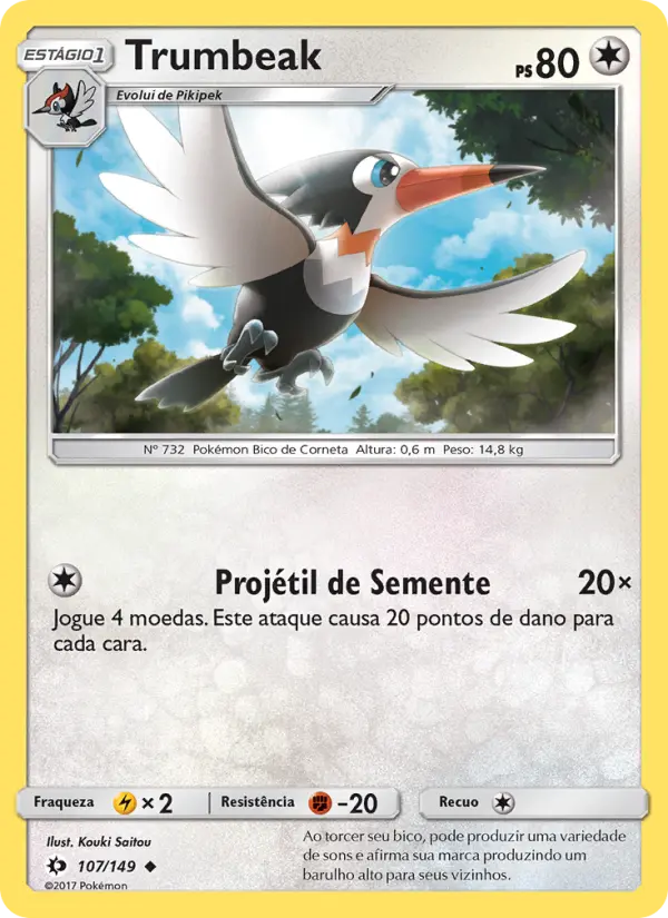 Carta Trumbeak, número 107/149 da coleção Sol e Lua