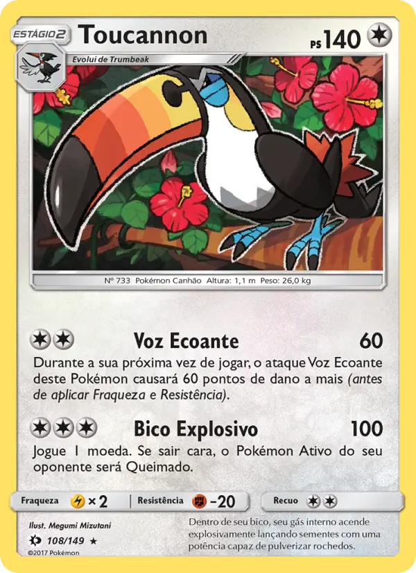 Carta Toucannon, número 108/149 da coleção Sol e Lua