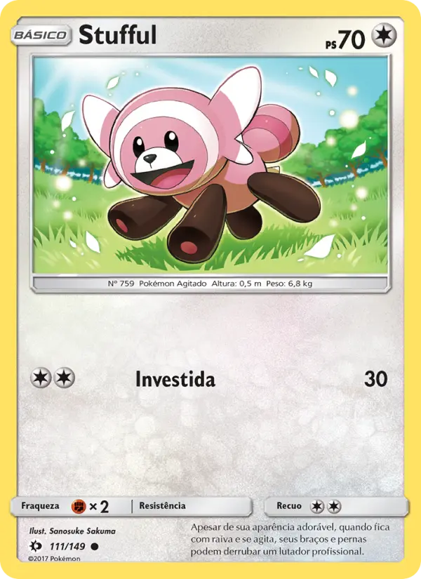 Carta Stufful, número 111/149 da coleção Sol e Lua