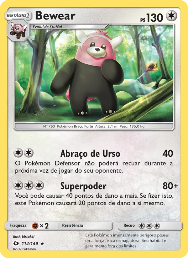 Carta Bewear, número 112/149 da coleção Sol e Lua