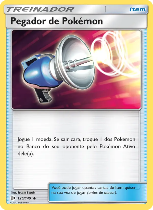 Carta Pegador de Pokémon, número 126/149 da coleção Sol e Lua