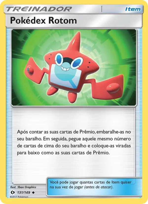 Carta Pokédex Rotom, número 131/149 da coleção Sol e Lua