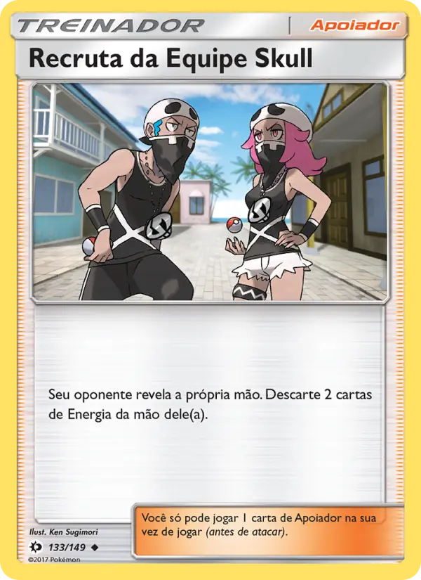 Carta Recruta da Equipe Skull, número 133/149 da coleção Sol e Lua