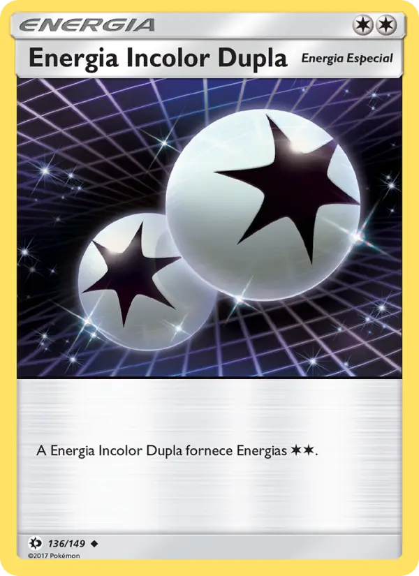 Carta Energia Incolor Dupla, número 136/149 da coleção Sol e Lua