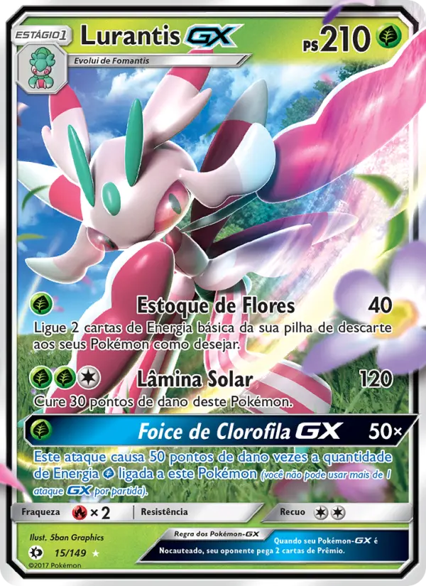 Carta Lurantis GX, número 15/149 da coleção Sol e Lua