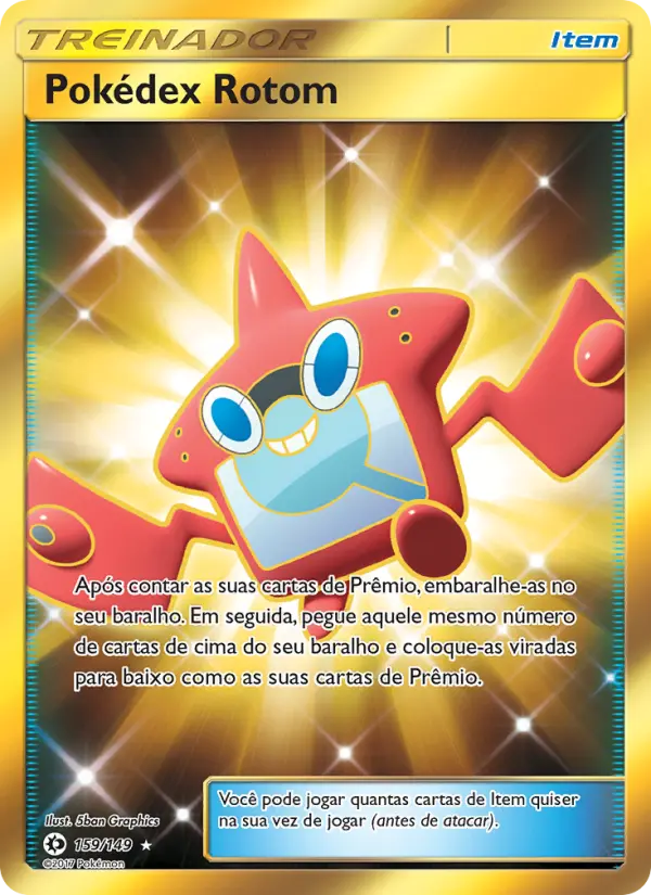 Carta Pokédex Rotom, número 159/149 da coleção Sol e Lua