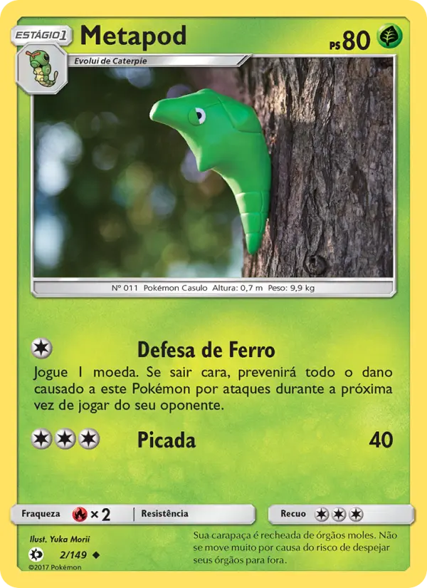 Carta Metapod, número 2/149 da coleção Sol e Lua