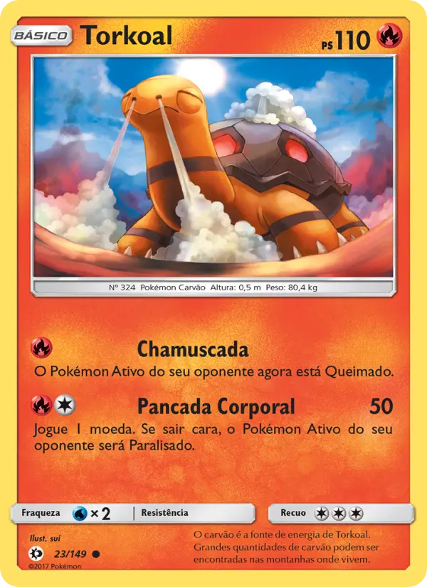 Carta Torkoal, número 23/149 da coleção Sol e Lua