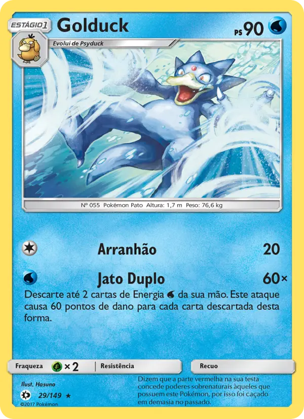 Carta Golduck, número 29/149 da coleção Sol e Lua