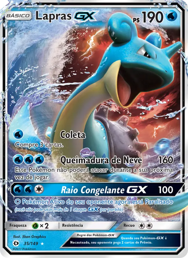 Carta Lapras GX, número 35/149 da coleção Sol e Lua