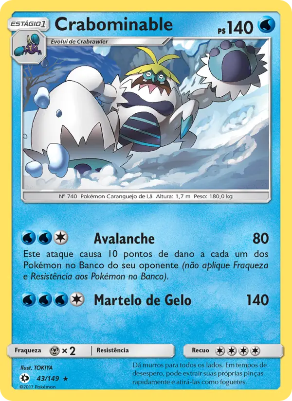 Carta Crabominable, número 43/149 da coleção Sol e Lua