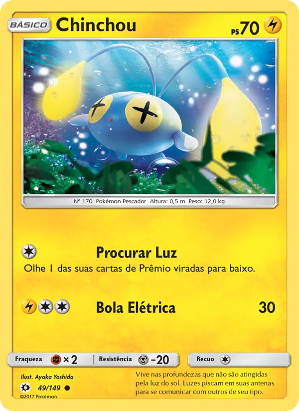 Carta Chinchou, número 49/149 da coleção Sol e Lua