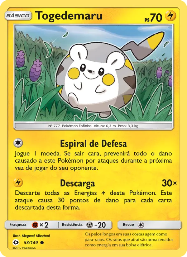 Carta Togedemaru, número 53/149 da coleção Sol e Lua