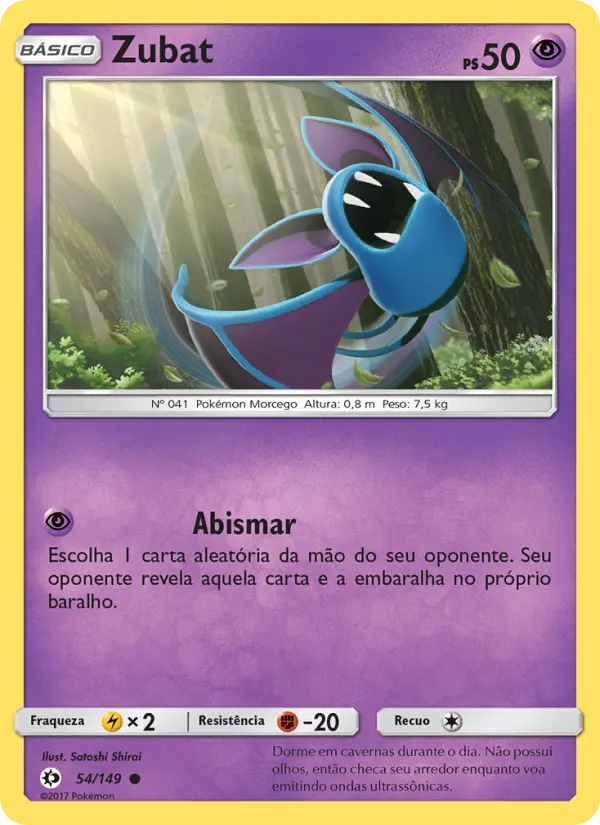 Carta Zubat, número 54/149 da coleção Sol e Lua
