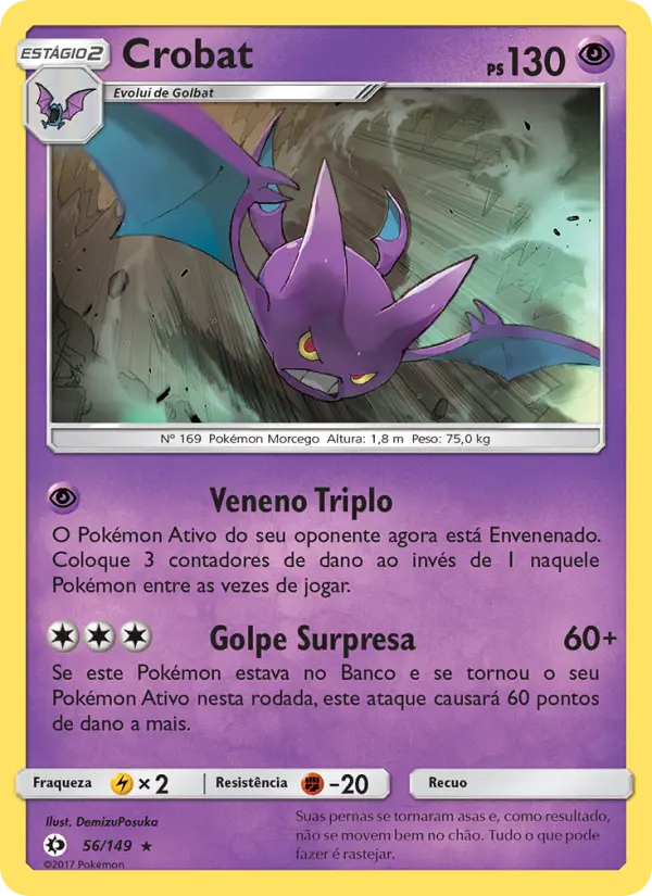 Carta Crobat, número 56/149 da coleção Sol e Lua