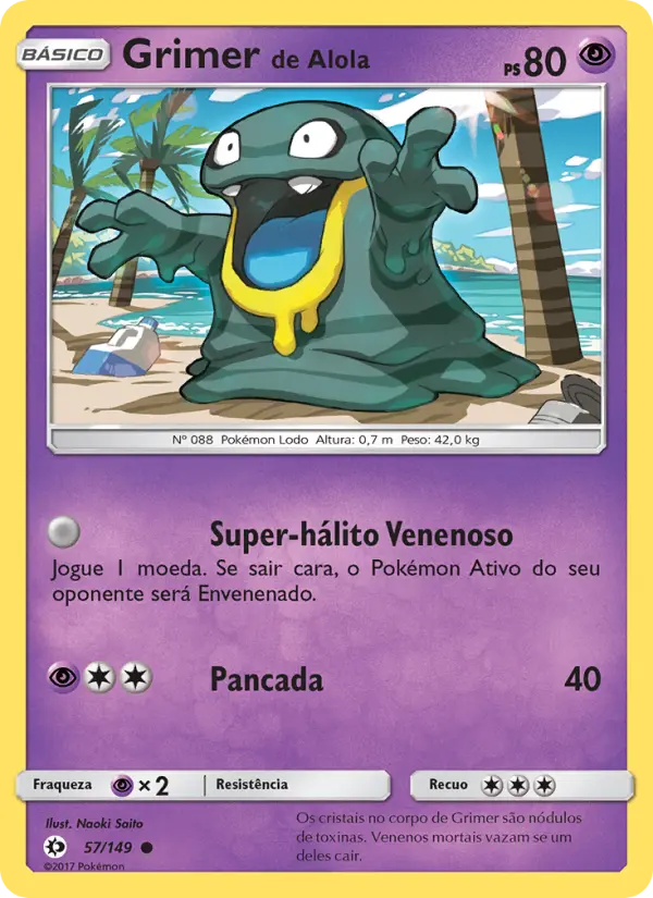 Carta Grimer de Alola, número 57/149 da coleção Sol e Lua