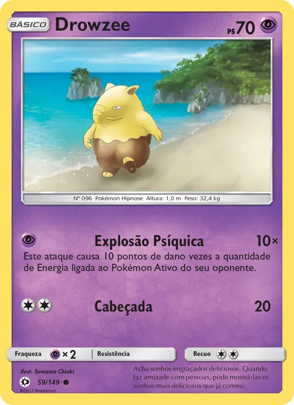 Carta Drowzee, número 59/149 da coleção Sol e Lua