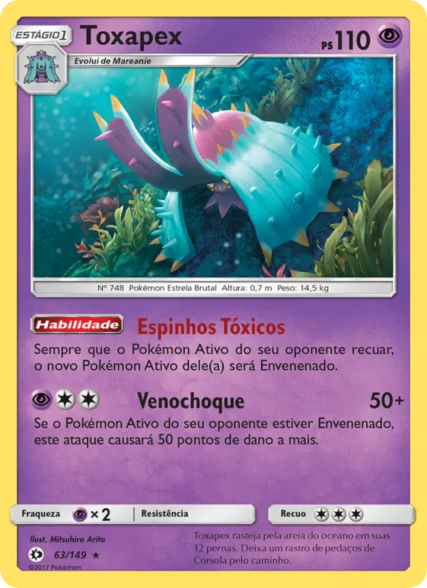 Carta Toxapex, número 63/149 da coleção Sol e Lua