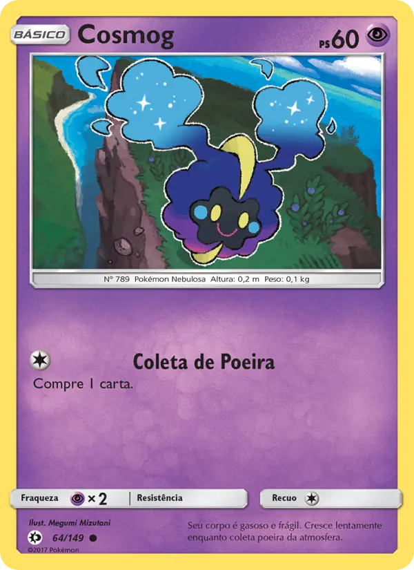 Carta Cosmog, número 64/149 da coleção Sol e Lua