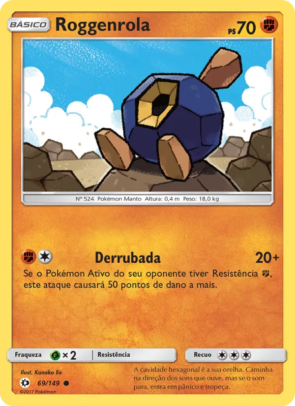 Carta Roggenrola, número 69/149 da coleção Sol e Lua