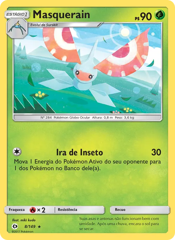 Carta Masquerain, número 8/149 da coleção Sol e Lua