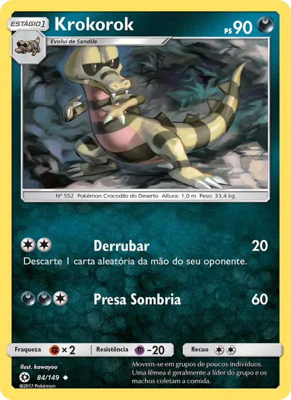 Carta Krokorok, número 84/149 da coleção Sol e Lua