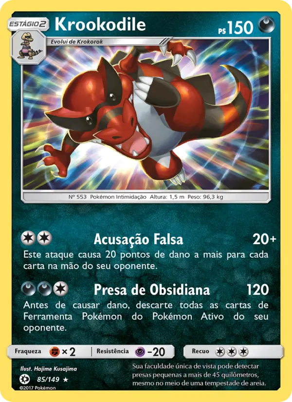 Carta Krookodile, número 85/149 da coleção Sol e Lua