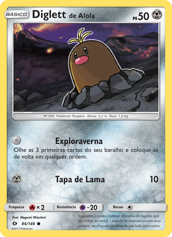 Carta Diglett de Alola, número 86/149 da coleção Sol e Lua
