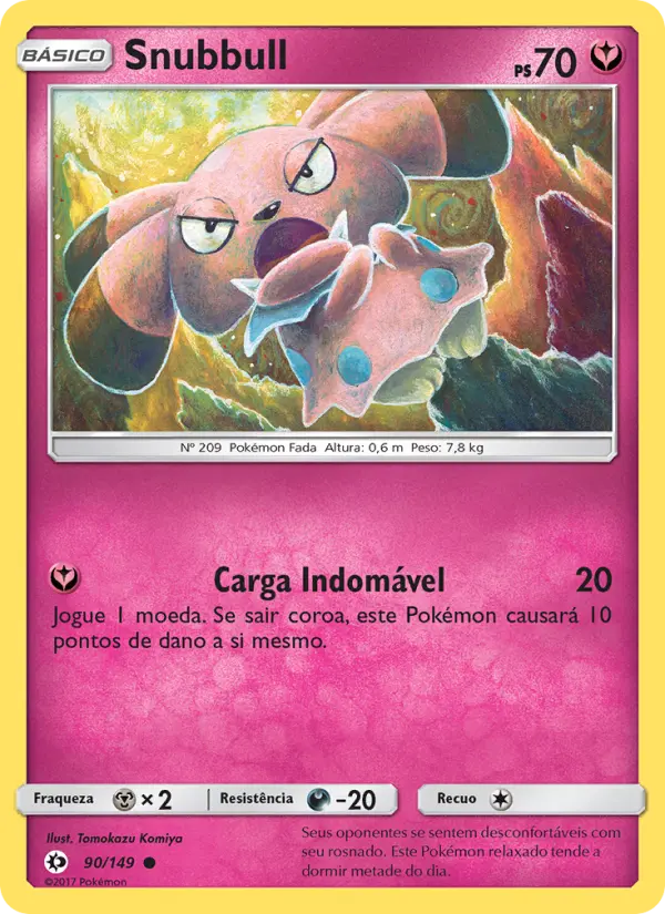 Carta Snubbull, número 90/149 da coleção Sol e Lua
